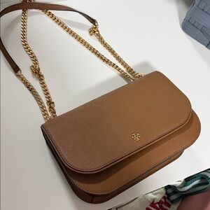 Tory Burch Brown Crossbody Bag with Gold Chain
